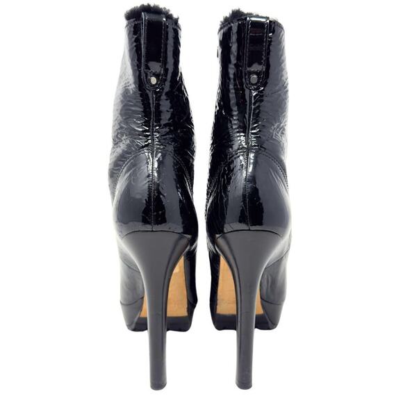 Jimmy Choo Patent Leather Shearling Platform Moto Biker Lug Sole Boots Heels‎ 38 - Picture 4 of 9